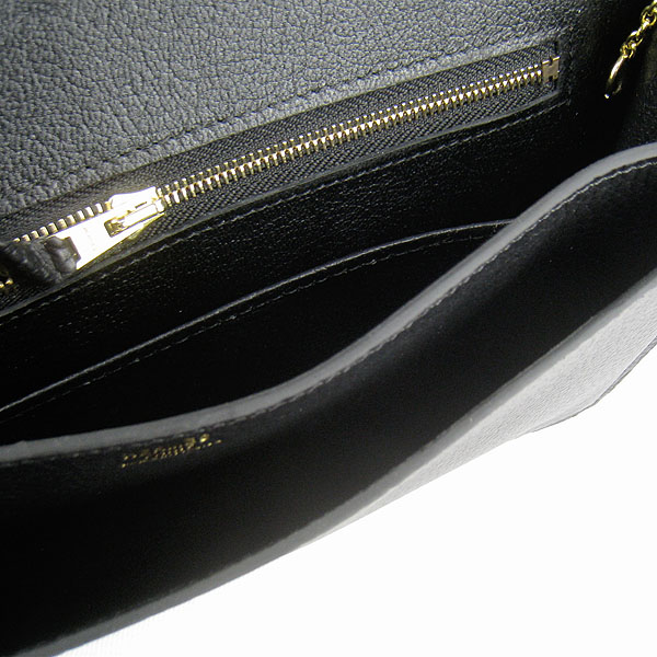 7A Hermes Togo Leather Messenger Bag Black With Gold Hardware H021 Replica - Click Image to Close